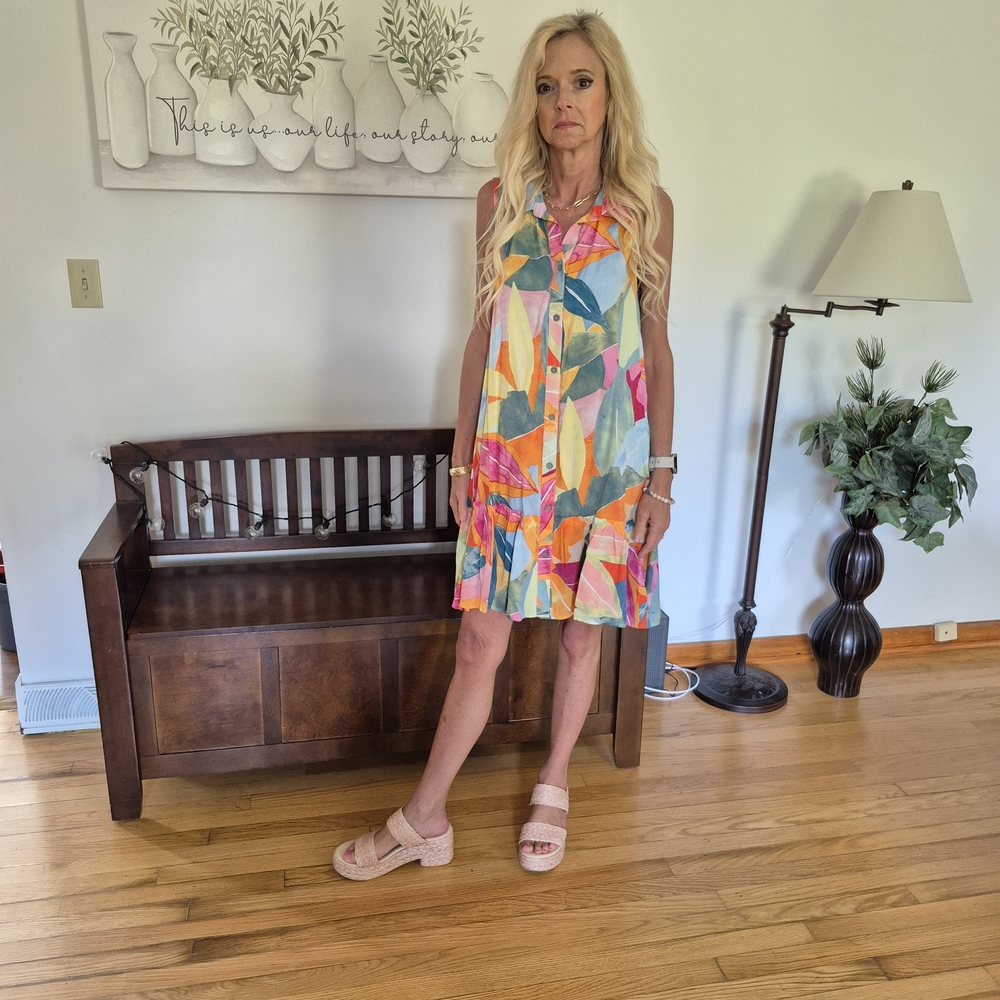 Colorful Abstract Print Sleeveless Dress